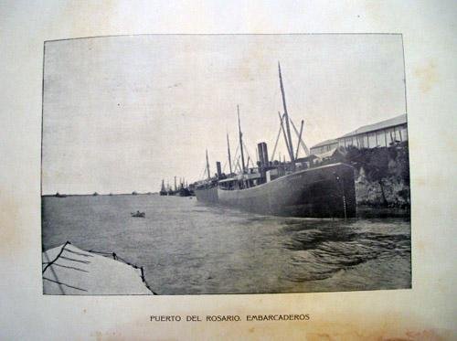 Antigua lámina fotografía - Old plate photography : Puerto del Rosario, Embarcaderos - ROSARIO (Argentina). 1900