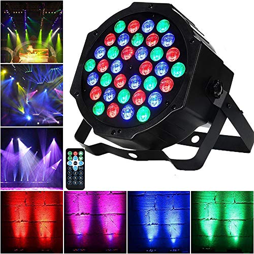 AONCO Luz de Escenario Par LED Luz de Discoteca, 36W 36LED RGB Soporte de modo sonido maestro automático DMX512 7 canales proyector Luz Lámpara Etapa luz ambiental para Disco, KTV, Bar