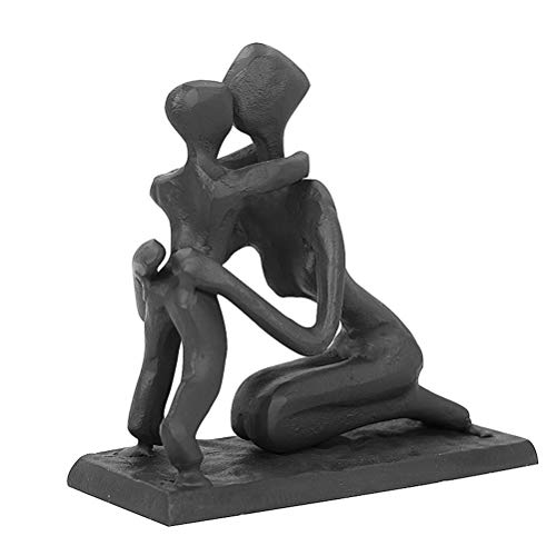 Aoneky Estatua Familiar de Metal - Figura Decorativa de Madre Hijo, Escultura Moderna Abstracta, Decoración de Hogar Casa Oficina, Negro