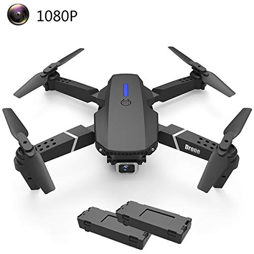 APJS Drone Plegable Fácil de Volar, WiFi FPV Quadcopter con 2 Baterías 30 Minutos de Tiempo de Vuelo, Drones RC con Camara Disparo Gran Angular Video HD 1080P, Cuadricóptero 5 Mpx,Negro