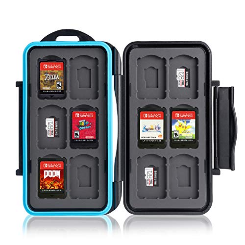 Ares Foto Caja de protección. para 12 Juegos de Nintendo Switch • Estuche para Tarjetas de Memoria • Bolsa de Viaje • Estuche Protector • Caja Fuerte para Tarjetas • Estuche Cartuchos