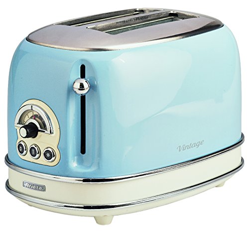 Ariete 155/15 - Tostador 2 ranuras anchas, vintage, 6 posiciones, función descongelar, recalentar, cancelar, paredes frías, pies antideslizante, recogecable, 810 W, color azul Ariete 155/15 - Tostador 2 ranuras anchas, vintage, 6 posiciones, función descongelar, recalentar, cancelar, paredes frías, pies antideslizante, recogecable, 810 W, color azul