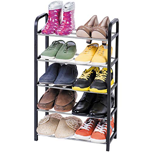 ArtMoon Labrador Zapatero de 5 Pisos, Organizador de Calzados para Espacios Pequeños, Estantería para Almacenar hasta 10 Pares, Estantes de Barras de Metal y Marco Plástico Negro ArtMoon Labrador Zapatero de 5 Pisos, Organizador de Calzados para Espacios Pequeños, Estantería para Almacenar hasta 10 Pares, Estantes de Barras de Metal y Marco Plástico Negro