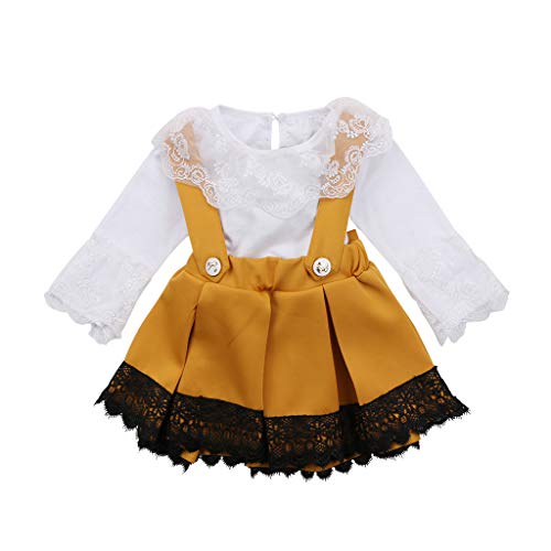 ASHOP Vestidos niña Verano Desigual Faldas Talla Grande Vestido de Fiesta Largos para Boda (Amarillo,1.5-2 Años)