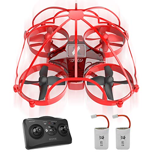ATOYX Mini Drone para Niños y Principiantes, AT-66D RC Drone Protección Integral, 3D Flips,Una Tecla de Retorno, Modo sin Cabeza, Mejor Dron de Juguete, 2 Baterías,Rojo ATOYX Mini Drone para Niños y Principiantes, AT-66D RC Drone Protección Integral, 3D Flips,Una Tecla de Retorno, Modo sin Cabeza, Mejor Dron de Juguete, 2 Baterías,Rojo
