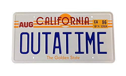 Back to the Future OUTATIME License Plate. Placa de matrícula de OUTATIME Back To The Future propulsora, Regreso al futuro Placa numérica como se ve en Marty McFly y Doc Browns DMC-12 Delorean