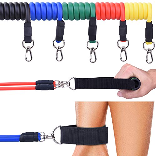 Bandas de Resistencia, Bandas Elásticas Fitness Professional Gym Tube Bandas de Goma para Ejercicios 5 Colores BC007 (Bandas de Resistencia)