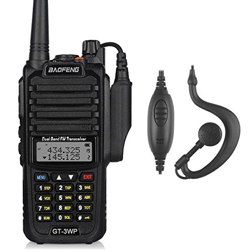 Baofeng GT-3WP VHF/UHF Walkie Talkie Transmisores-receptores Radio de Banda Dual Dispositivo IP67 Impermeable 128 Canales Walkie Talkie, Negro