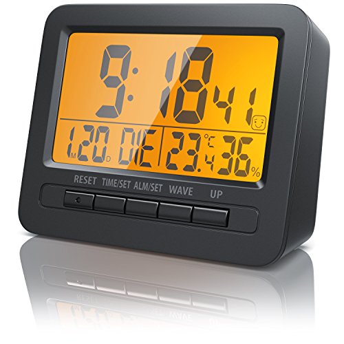 Bearware - Despertadores electrónicos Alarma de Viaje Alarma por Radio controlada por DCF - Pantalla LCD de 2,7 Pulgadas - Retroiluminación por LED Naranja - Señal de Radio DCF77 - Alarma Despertador
