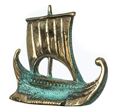 BeautifulGreekStatues Ship Argo of Jason & Argonauts - Figura de bronce y oro verde (3,3 cm)