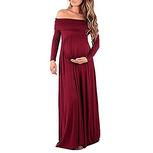 BEDAMAM Premamá Vestido de Manga Larga Maxi Falda Plisada con Encaje Flores para Mujer Casual Maternidad Vestido Fotografía Sexy Vestido de Embarazo Rojo M BEDAMAM Premamá Vestido de Manga Larga Maxi Falda Plisada con Encaje Flores para Mujer Casual Maternidad Vestido Fotografía Sexy Vestido de Embarazo Rojo M