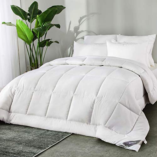 Bedsure Edredón Nórdico Relleno Cama 150/160 Verano - 240x220 cm Blanco, 300 gr/m² de Fibra Suave y Antiácaro, Reversible y Moderno