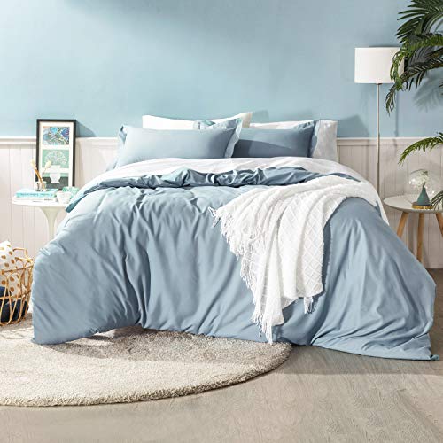 Bedsure Funda Nordica Cama 150/135 Azúl Grisáseo - Juego de Funda Edredón 150x200 con 2 Fundas de Almohada 40x75cm de Microfibra Reversible y Suave, 220x230 cm Bedsure Funda Nordica Cama 150/135 Azúl Grisáseo - Juego de Funda Edredón 150x200 con 2 Fundas de Almohada 40x75cm de Microfibra Reversible y Suave, 220x230 cm