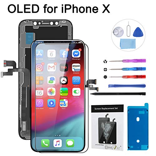 Beefix Reemplazo de Pantalla para GX OLED iPhone X Digitalizador de Pantalla Táctil OLED 3D Ensamblado con Kit de Reparacion Incluye Vidrio Templado y Kit Completo de Herramientas