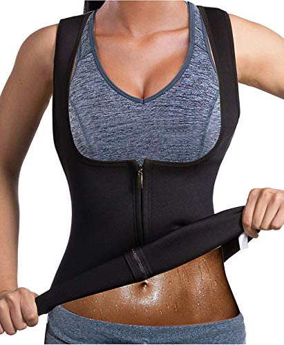 Bingrong Chaleco Neopreno Sauna Mujer Fajas Reductoras Adelgazantes Mujer Compresion para Adelgazante Sudoración para Deporte Fitness (Negro, Medium)