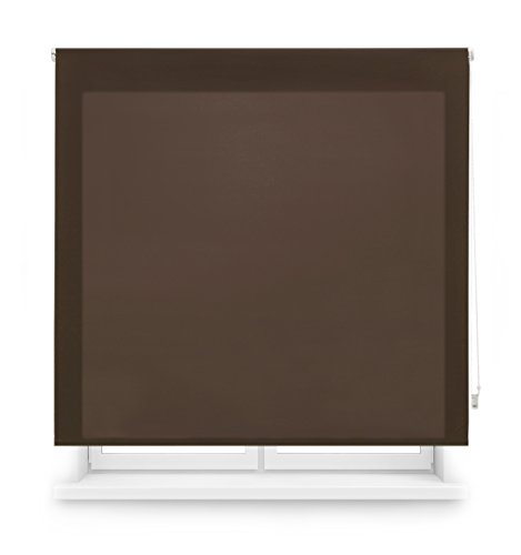 Blindecor Ara - Estor enrollable translúcido liso, Marrón Oscuro, 160 x 175 cm (ancho x alto)