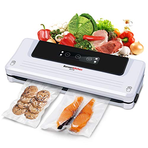 Bonsenkitchen Envasadora al Vacío 4 en 1 para Uso Doméstico y Comercial, Maquina al Vacio de Alimentos Secos y Húmedos, Incluyendo Rollo de Vacio 20 x 300cm y Bolsas 5, VS3750 Bonsenkitchen Envasadora al Vacío 4 en 1 para Uso Doméstico y Comercial, Maquina al Vacio de Alimentos Secos y Húmedos, Incluyendo Rollo de Vacio 20 x 300cm y Bolsas 5, VS3750