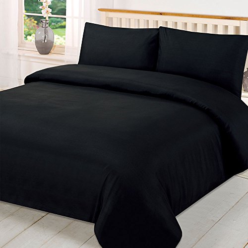 Brentfords Juego de Funda de edredón, 100% poliéster, Microfibra Suave, Negro, Matrimonio Grande Brentfords Juego de Funda de edredón, 100% poliéster, Microfibra Suave, Negro, Matrimonio Grande