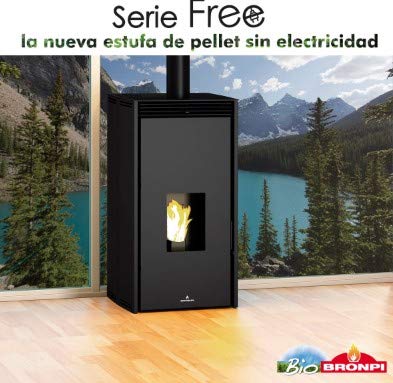 BRONPI Estufa DE Pellet SIN Electricidad Modelo Free 6 KW Negro BRONPI Estufa DE Pellet SIN Electricidad Modelo Free 6 KW Negro