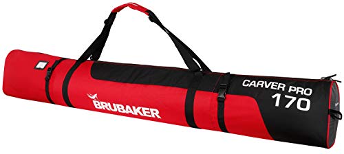 BRUBAKER 'Carver Pro 1.0' Bolsa Porta Esquís - Bolsa Deporte De Nieve para Transportar Un Par De Esquís Y Bastones - Rojo/Negro - 170 cms.