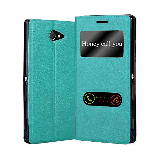 Cadorabo Funda Libro para Sony Xperia M2 / M2 Aqua en Turquesa Menta - Cubierta Proteccíon con Cierre Magnético, Función de Suporte y 2 Ventanas- View Case Cover Carcasa Cadorabo Funda Libro para Sony Xperia M2 / M2 Aqua en Turquesa Menta - Cubierta Proteccíon con Cierre Magnético, Función de Suporte y 2 Ventanas- View Case Cover Carcasa