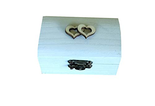 Caja anillos boda de corazón,caja anillos compromiso especial bodas rústicas,color blanco 11 y dentro arpillera o encaje vintage. Medidas 8,5x5x4,5 cm.