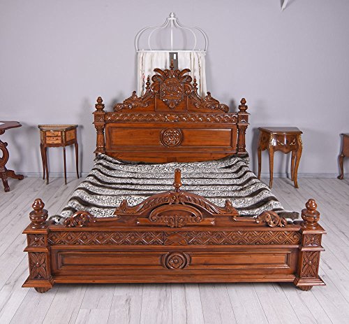 Cama de Matrimonio Barroco (Caoba Cama Doble 160 x 200 cm Cama de Lujo Madera Palazzo Exklusiv Cama de Matrimonio Barroco (Caoba Cama Doble 160 x 200 cm Cama de Lujo Madera Palazzo Exklusiv