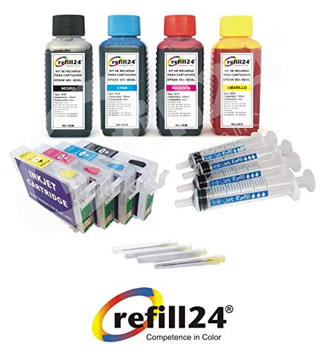 Cartuchos Recargables Compatible para Epson 603/603XL + Tinta 400ml Cartuchos Recargables Compatible para Epson 603/603XL + Tinta 400ml
