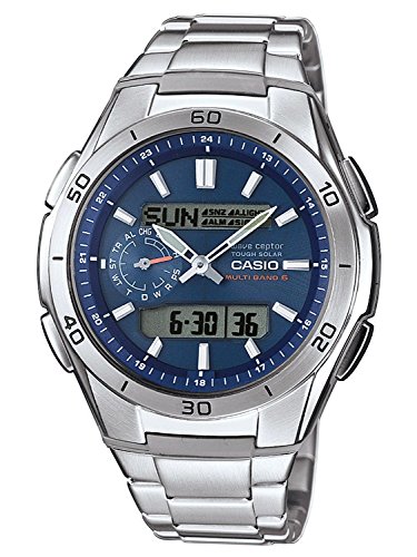 Casio WAVE CEPTOR Reloj Radiocontrolado y solar, Caja de acero inoxidable y resina, Azul, para Hombre, con Correa de Acero inoxidable, WVA-M650D-2AER