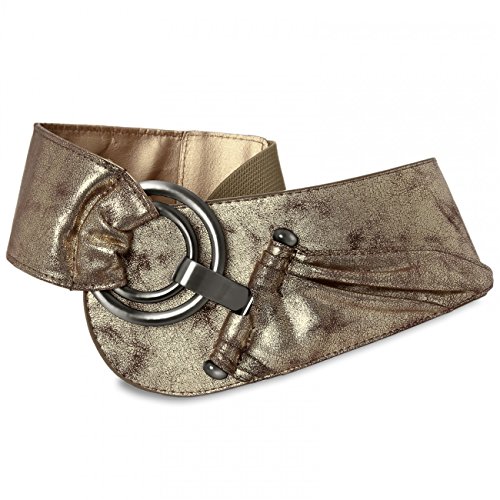 Caspar GU246 Cinturón Ancho para Mujer con Elástico - Varios Colores, Tamaño:75/95 [circunferencia 75-95 cm], Color:glamour dorado