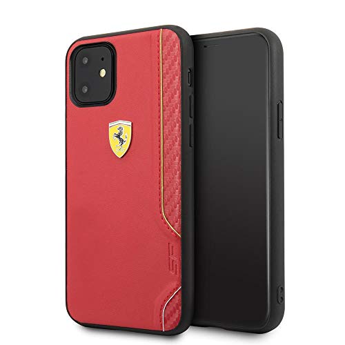 CG Mobile Ferrari - Funda rígida de piel sintética para iPhone 11, protección contra caídas, absorción de golpes, con licencia oficial