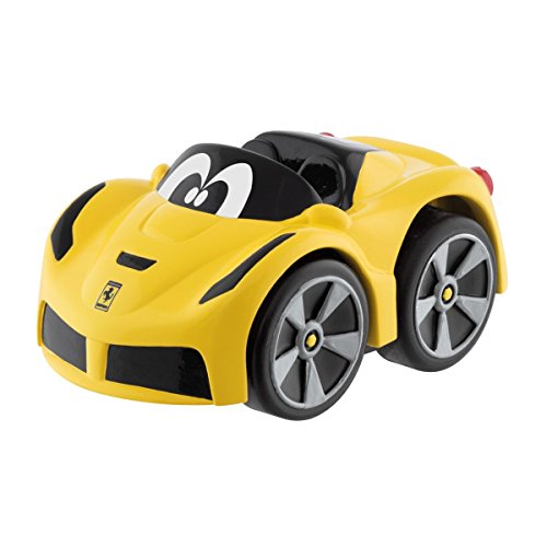 Chicco - Mini vehículo Ferrari F12 TDF Turbo Touch, con carga por retroceso, color amarillo