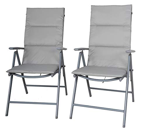 Chicreat - Juego de 2 sillas de camping plegables tapizadas (gris y plateado)