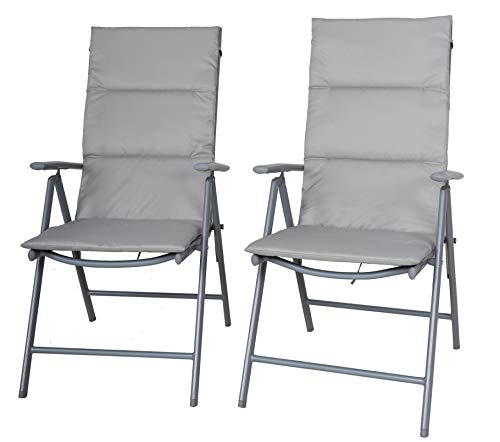 Chicreat - Juego de 2 sillas de camping plegables tapizadas (gris y plateado) Chicreat - Juego de 2 sillas de camping plegables tapizadas (gris y plateado)