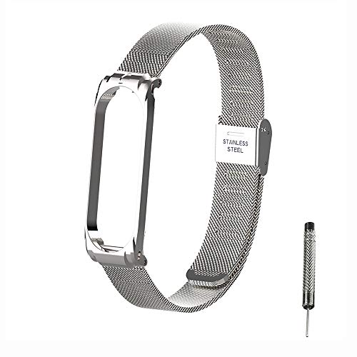 Chuanghongyuan Correa para Xiaomi Mi Band 4 / Mi Band 3, Hebilla de Metal Pulsera con Acero Inoxitable Ajustable para Xiaomi Mi Band 4 / Xiaomi Mi Band 3 {NoHost}{Aguja Ajustable}(Plata) Chuanghongyuan Correa para Xiaomi Mi Band 4 / Mi Band 3, Hebilla de Metal Pulsera con Acero Inoxitable Ajustable para Xiaomi Mi Band 4 / Xiaomi Mi Band 3 {NoHost}{Aguja Ajustable}(Plata)