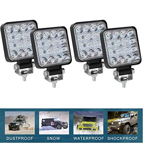 CICMOD 4 Pzs Faro LED Trabajo, 12V 24V 48W 6000lm Focos LED Tractor IP67 Impermeable per Off-Road SUV UTV ATV Camión Cuadrado CICMOD 4 Pzs Faro LED Trabajo, 12V 24V 48W 6000lm Focos LED Tractor IP67 Impermeable per Off-Road SUV UTV ATV Camión Cuadrado