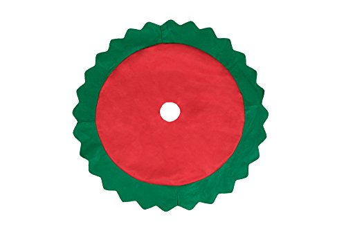 Clever Creations - Falda para árbol de Navidad - Recoge Las Agujas y la savia - Motivo navideño - Rojo con Ribete Ondulado en Verde - 81,3 cm de diámetro