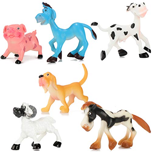 com-four® 6 Piezas Conjunto de Granja de, Figuras de Juguete: Animales de Granja, los Animales de Granja Tienen una Altura de 5 a 8 cm (6 Partes - Granja)