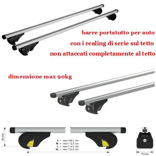 Compatible con Fiat Doblò Cargo 11/00>12/09 Racks DE Techo para Coche Techo Bar DE 130CM para Coches con Altas BARANDAS NO Adjuntas Totalmente AL Rack DE Techo Rack DE Aluminio 90KG