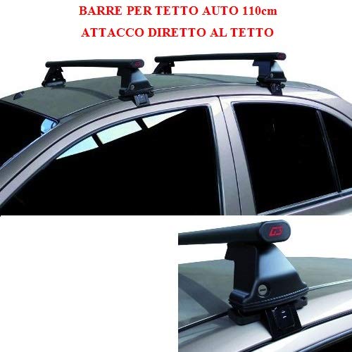 Compatible con Fiat Punto EVO 5p 2009 (68047) Barras DE Techo para Coche Barra DE Coche DE 110CM SIN BARANDA con Accesorio Directo AL Rack DE Techo Rack DE Acero