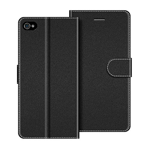 COODIO Funda iPhone 4S con Tapa, Funda Movil iPhone 4S, Funda Libro iPhone 4S Carcasa Magnético Funda para iPhone 4S / iPhone 4, Negro