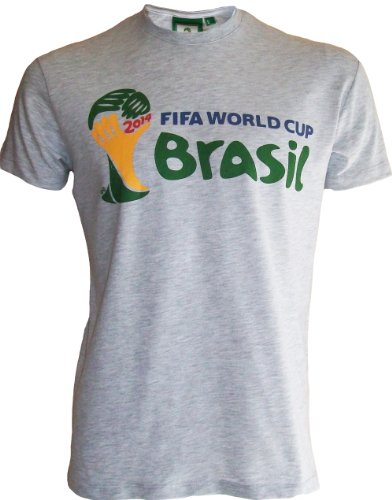 Copa del Mundo 2014 de fútbol AU Bresil – Camiseta oficial FIFA World Cup Brasil 2014 – para hombre, talla DE adulto gris Talla:extra-large