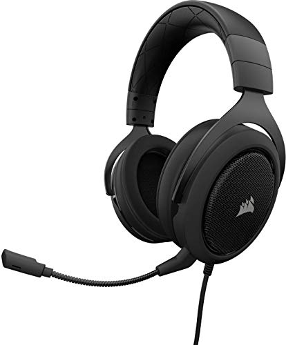 Corsair HS60 Surround Auriculares para Juegos, 7.1 Sonido Envolvente, Espuma viscoelástica Almohadillas, Unidireccional Micrófono, Compatible con PC, PS4, Xbox One, Switch y Móviles, Color Negro