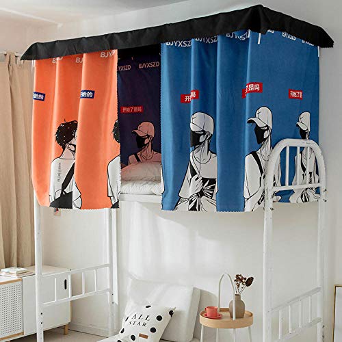 Cortina de cama de dormitorio de estudiante universitario cortina de tela de dormitorio litera cortina simple coreana-Cubo francés de fresno [dos piezas + tapa negra] Cama de -1,2 m (4 pies)