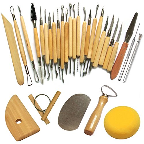 Cozyswan [30 Piezas] Conjunto de herramientas para tallar esculturas, Modelo Herramientas y accesorios Tallar cuchillo de escultura de madera para alfareros / artistas de cerámica