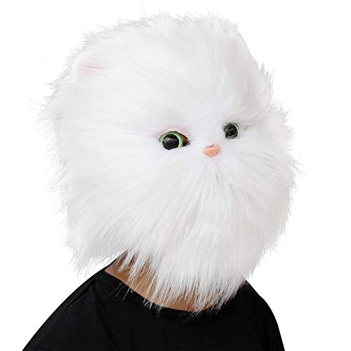 CreepyParty De Halloween Disfraz Fiesta Látex Animal Máscara de Cabeza de Gato Persa Gato Blanco