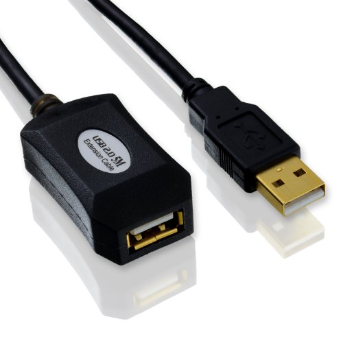 CSL - 10m USB 2.0 Cable repetidor alargador Extensor Activo con amplificación de señal - Amplificador de señal repetidor- Ampliable - Contactos bañados en Oro - Color Negro