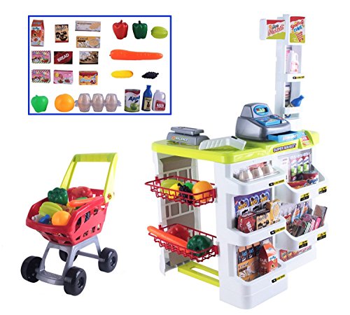 deAO Supermercado Puesto de Mercado con Carrito de la Compra, Scanner y Accesorios Incluidos deAO Supermercado Puesto de Mercado con Carrito de la Compra, Scanner y Accesorios Incluidos