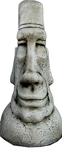 DEGARDEN AnaParra Figura Decorativa Cabeza de Pascua Moai de hormigón-Piedra para jardín o Exterior 52cm.
