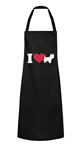 Delantal de cocina – I Love Highland Terrier – Delantal unisex, algodón, Negro
, talla única